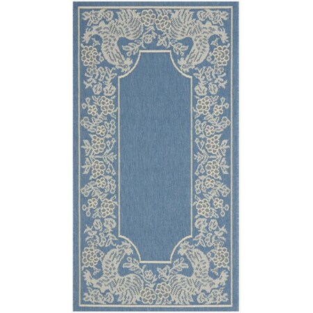 Safavieh 4 Ft. X 5 Ft. -7 In. Small Rectangle Indoor-Outdoor Courtyard- Blue And Natural- Machine Made Rug CY3305-3103-4